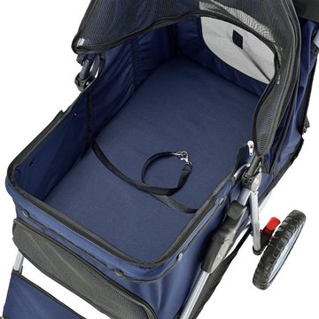 pro.tec Tiertransporttasche bis 15 kg, Hundewagen »Niceville« Pet Stroller Regenschutz Roadster Blau