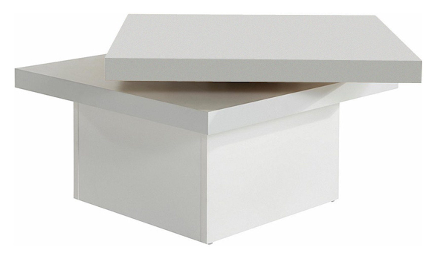 Feldmann-Wohnen drehbar 67x67cm weiß Couchtisch, Tischplatte