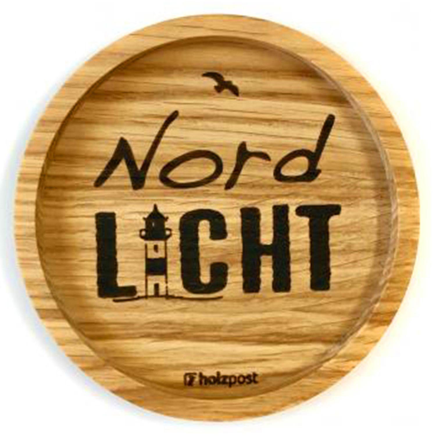 Landshop24 Getränkeuntersetzer Holzpost, Untersetzer, NordLicht, Zubehör für Kaffeebecher Weinglas Bierglas Flasche, aus Eichenholz