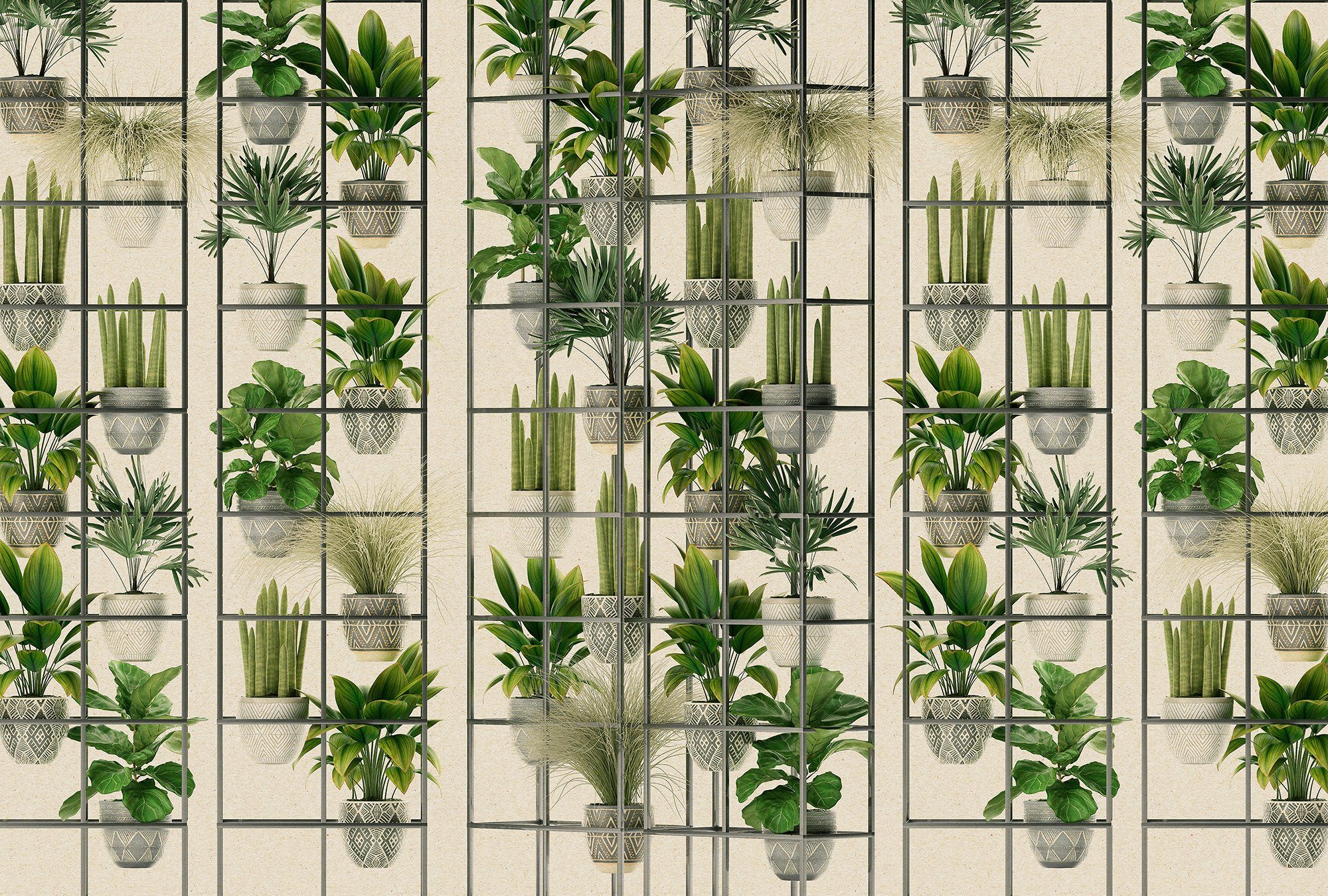 living walls Fototapete Walls by Patel Plant Shop, glatt, Vlies, Wand grün-beige