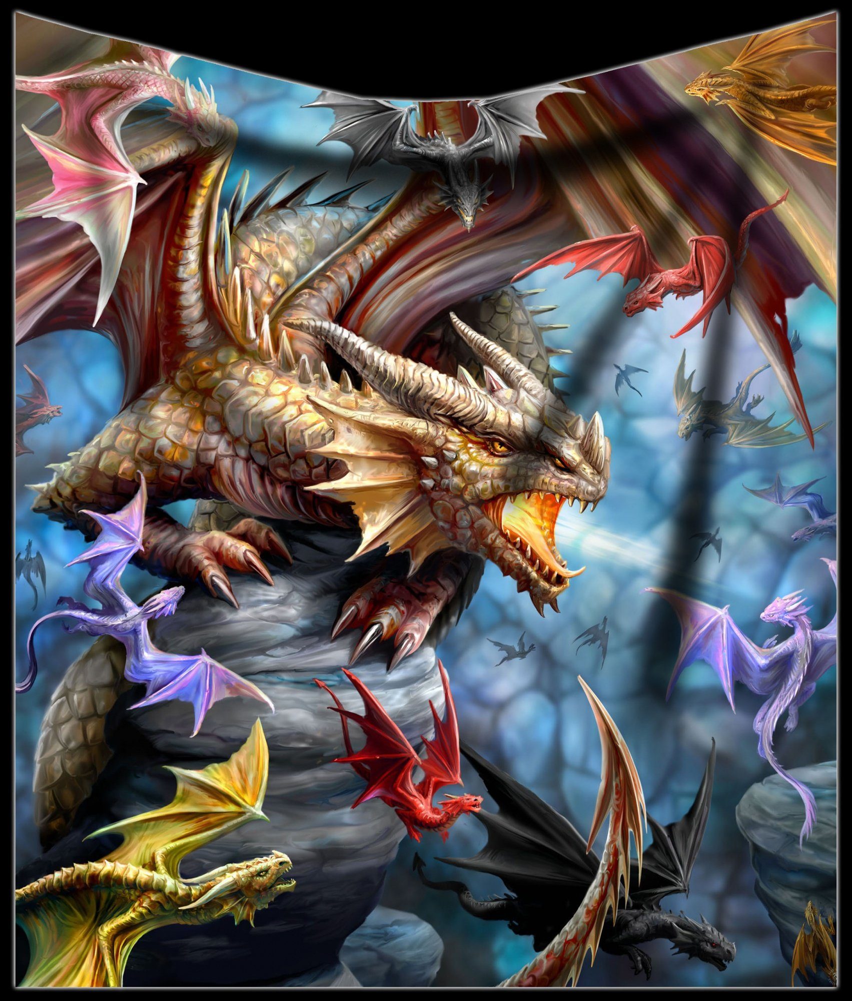 - GmbH - Anne Stokes Figuren Wohndecke Kuscheldecke Shop Dragon mit Fantasy Deko, Clan Drachen