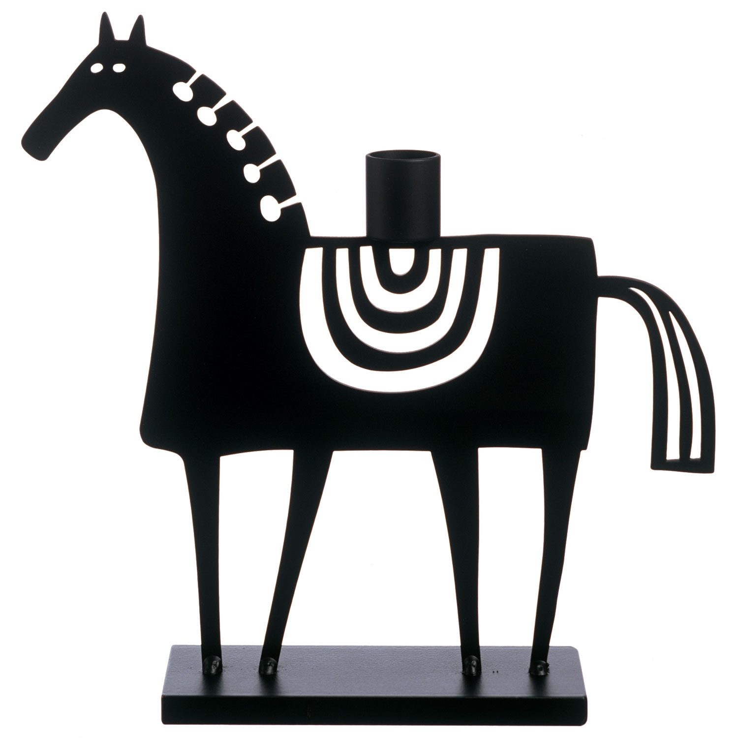 Bengt & Lotta Kerzenständer Schwedisches Pferd Höhe 23 cm schwarz Eisen lackiert, hergestellt in Schweden Eisenlackiert