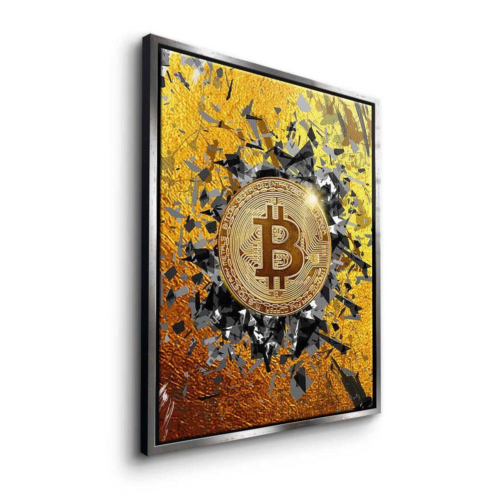 Bitcoin ohne Rahmen - Leinwandbild Crypto - - Bitcoin Trading DOTCOMCANVAS® - Leinwandbild Explosion, Premium Motivat Explosion