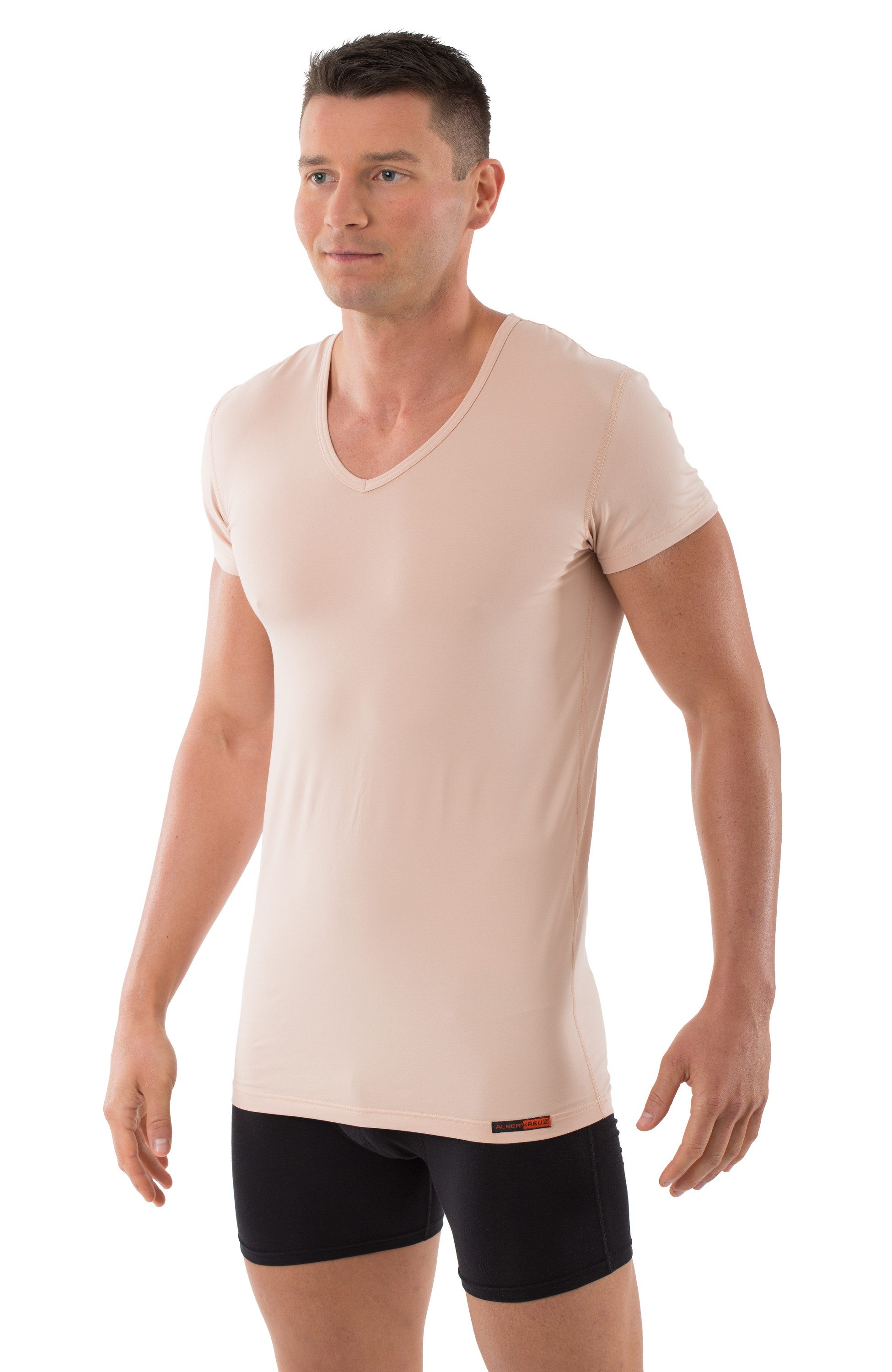 Albert Kreuz Unterhemd V-Neck atmungsaktiv unsichtbar Kurzarm Bio (kein Set, kein Set)