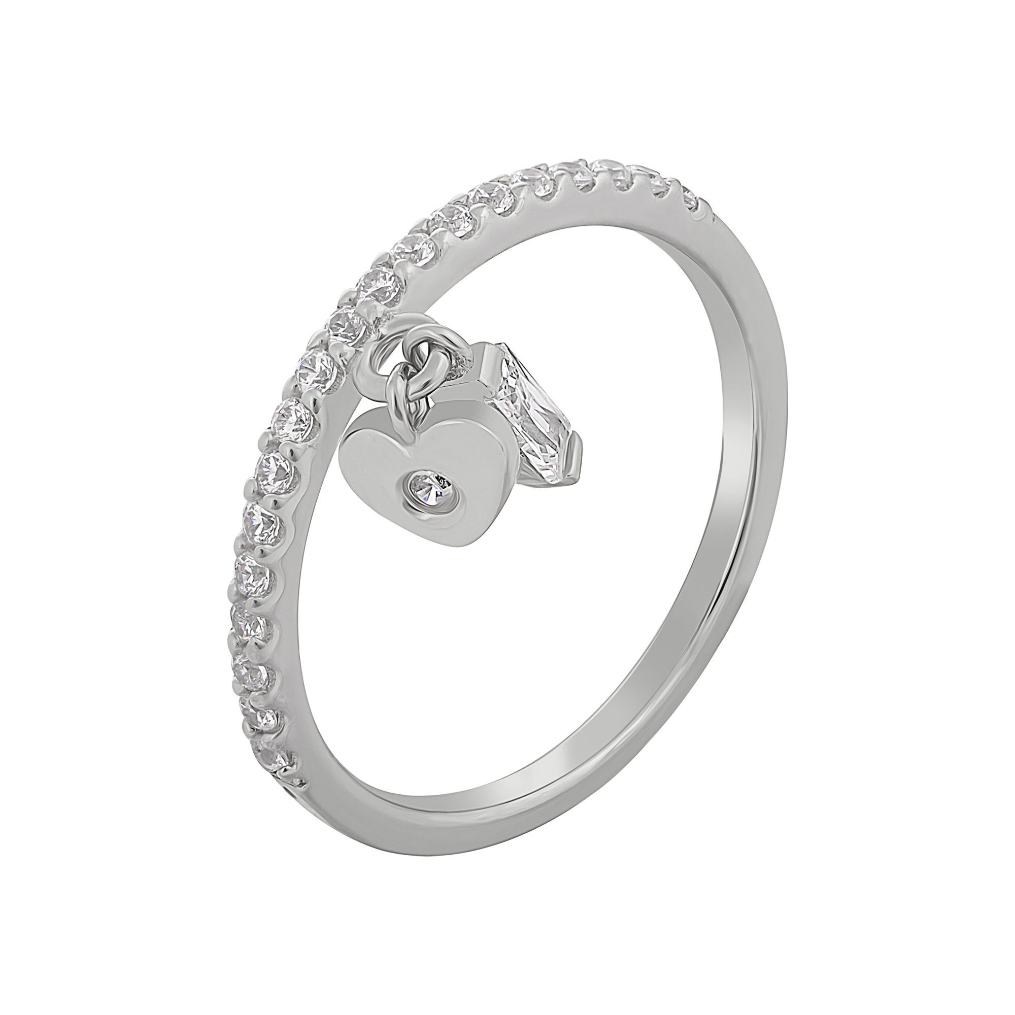 CAÏ Fingerring 925 Silber rhodiniert mit Anhängern Herz Zirkonia günstig online kaufen