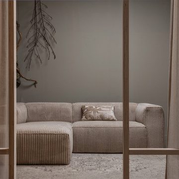 WOOOD Ecksofa Longchair-Sofa 3-Sitz Bean Links - Ribcord Travertin, Freistellbar