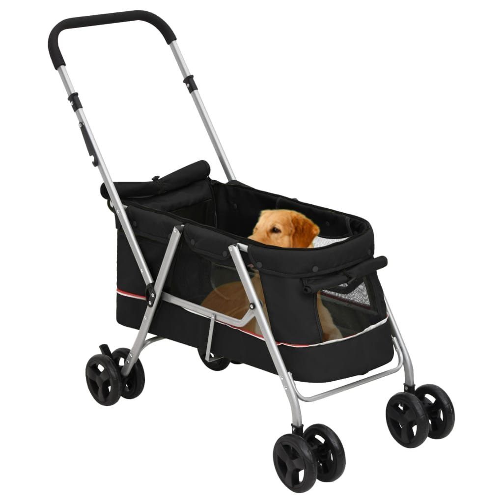 Thumbnail - vidaXL Hunde-Transportbox Hundewagen Faltbar Schwarz 100x49x96 cm Leinenstoff