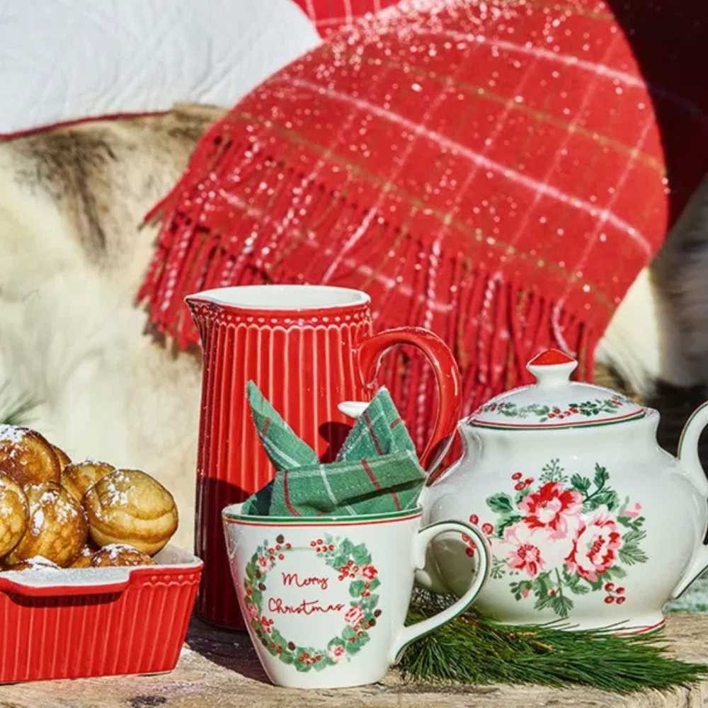 Wohndecke Greengate Decke LYLA Rot Karo Muster Wolle 180x130, Greengate günstig online kaufen