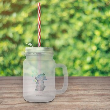 Mr. & Mrs. Panda Cocktailglas Elefant Seifenblasen - Transparent - Geschenk, Strohhalm Glas, Elefan, Premium Glas, Inkl. Mehrwegstrohhalm