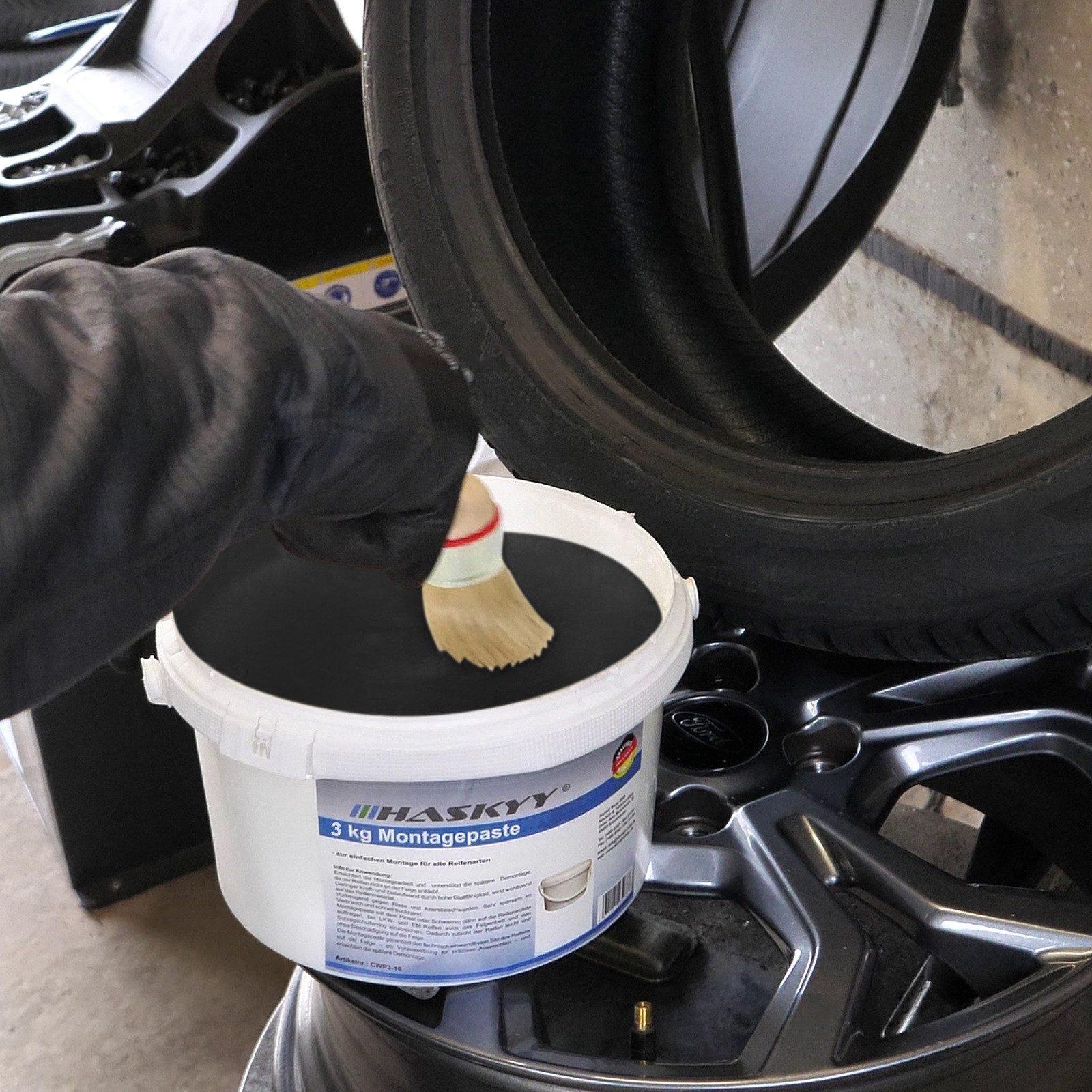 HASKYY Montagepaste Montagepaste Reifenmontage 3kg Schwarz Montagewax Reifenmontagepaste