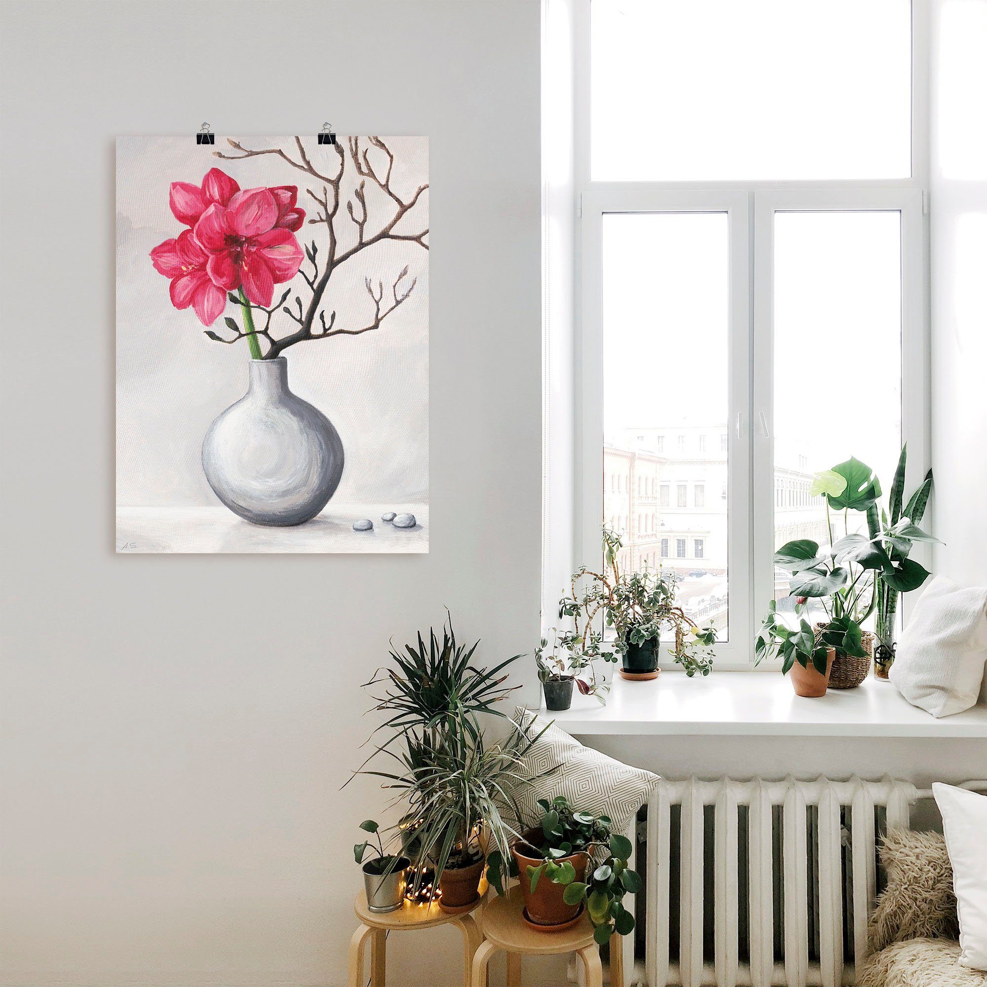als Alubild, Rote Wandbild Poster Amaryllis, Größen in Blumen Wandaufkleber oder versch. St), (1 Leinwandbild, Artland