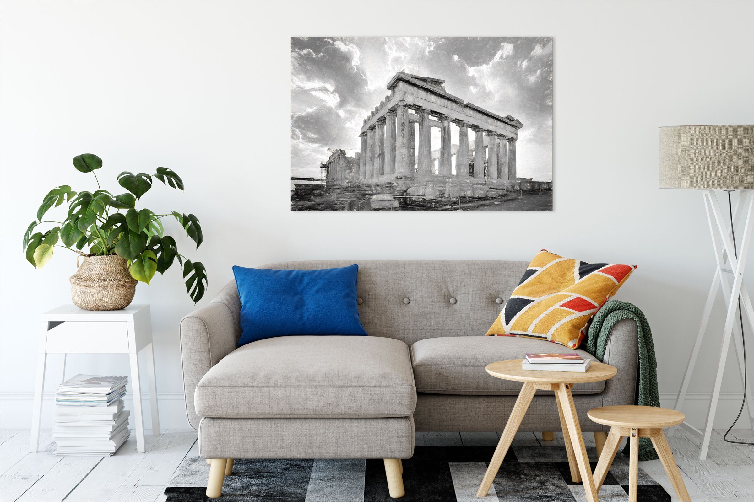 Athen, inkl. bespannt, Athen Akropolis Pixxprint fertig in in (1 Leinwandbild Zackenaufhänger Leinwandbild Akropolis St),