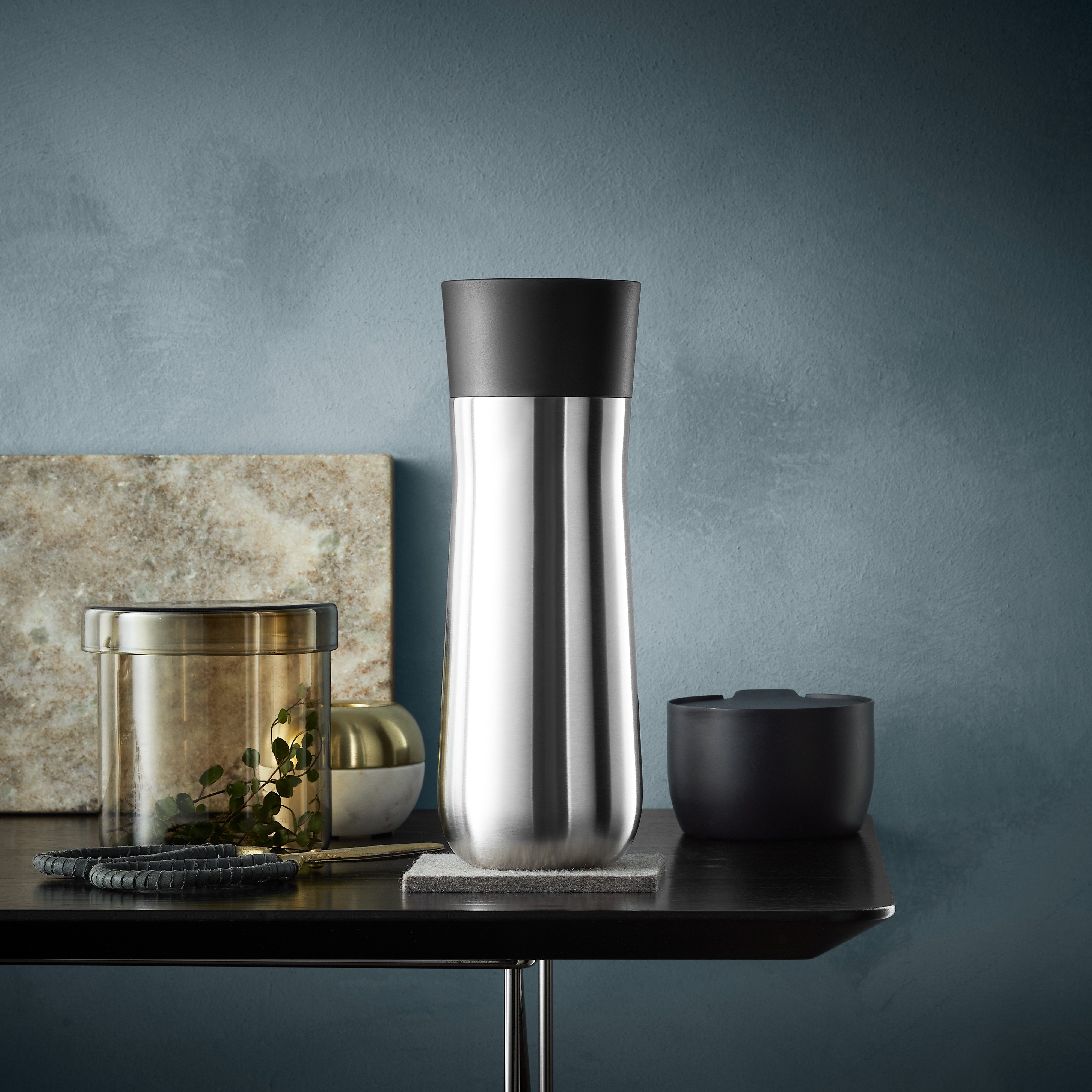 WMF Thermobecher Impulse, Cromargan® Edelstahl Rostfrei 18/10, Kunststoff, Silikon, doppelwandiger Edelstahl, 8h warm und 12h kalt, 360°-Trinköffnung