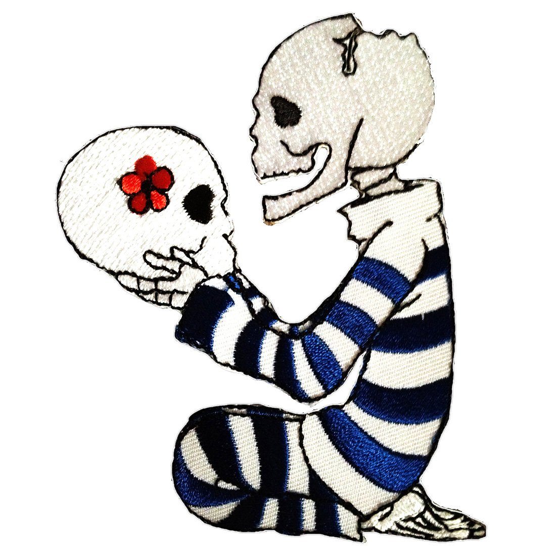 Catch the Patch Aufnäher Bügelbild, Aufbügler, Applikationen, Patches, Flicken, zum aufbügeln, Polyester, Totenkopf Biker Skelett - Größe: 8 x 10.2 cm