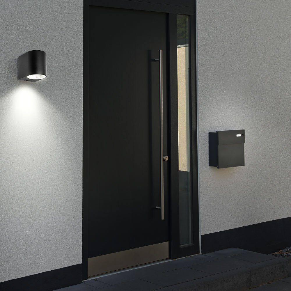 schwarz GU10 Außen-Wandleuchte, etc-shop inklusive, Leuchtmittel Strahler Set Außen Alu Tür Haus Wand 2er nicht Leuchten