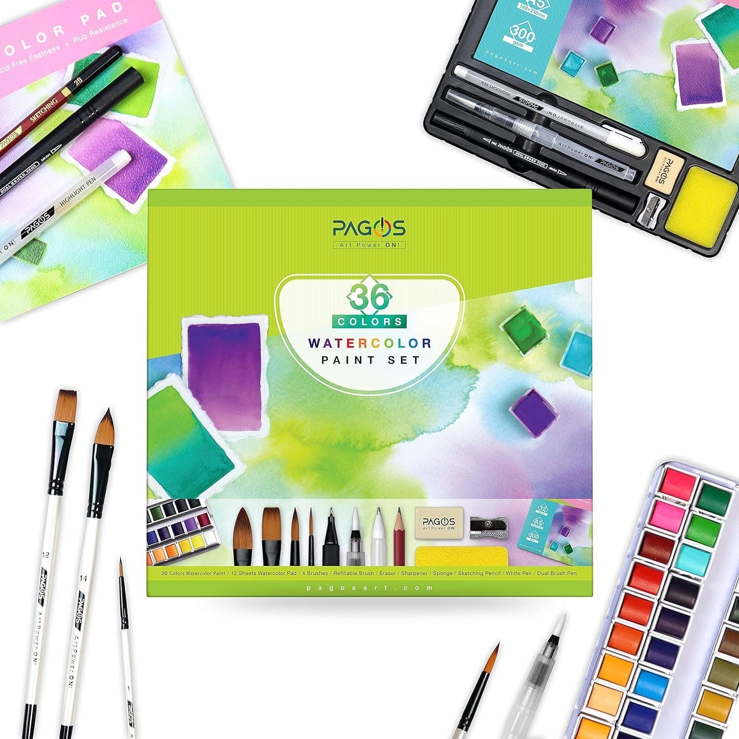 Aquarellfarbe Aquarellfarben Set Profi 36 Festes Pigment Malkasten