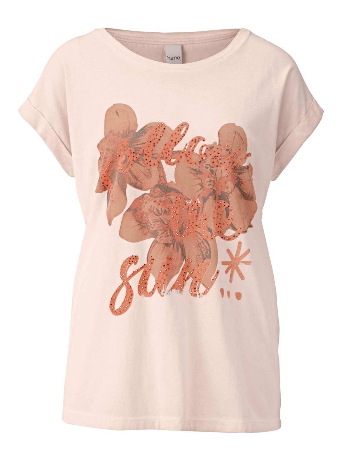 heine T-Shirt Heine Damen Jerseyshirt mit Strass, rosé