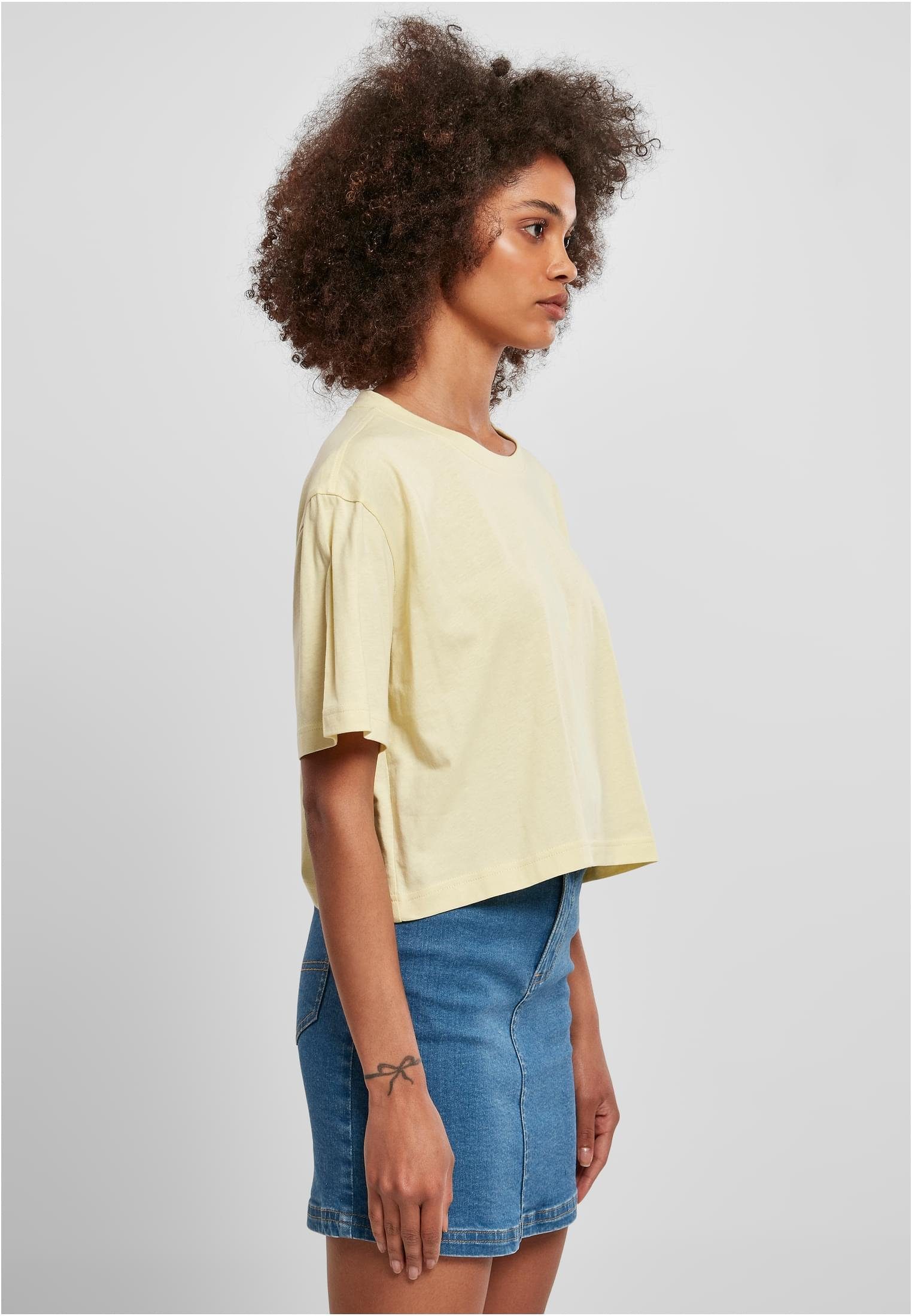 URBAN CLASSICS T-Shirt (1-tlg) Oversized Ladies Damen Tee softyellow Short