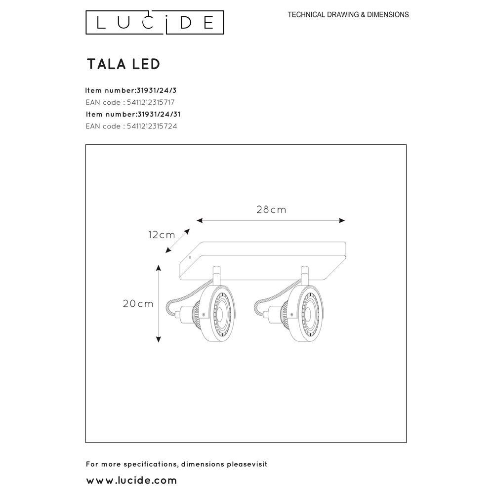 Lucide Deckenstrahler LED Deckenspot Tala 12W 820lm, LED