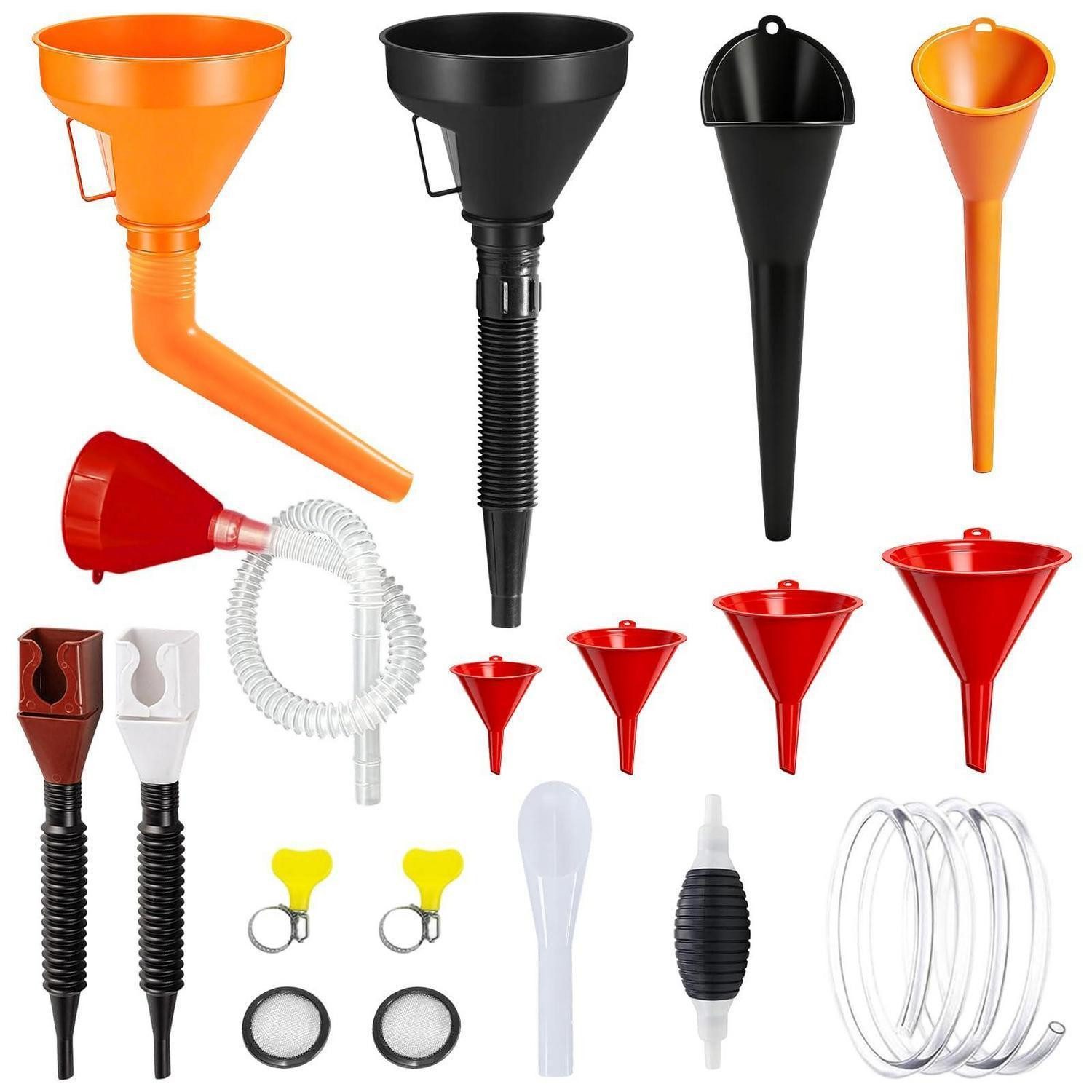 LuxusKollektion Einfülltrichter-Set 13-tlg mit Handpumpe Schlauch für Auto Öl Benzin