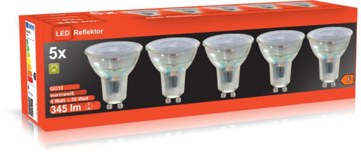 LED-Leuchtmittel BLULAXA 5er Pack LED Reflektor, 4W = 50W, 345 lm, GU10, 2700K