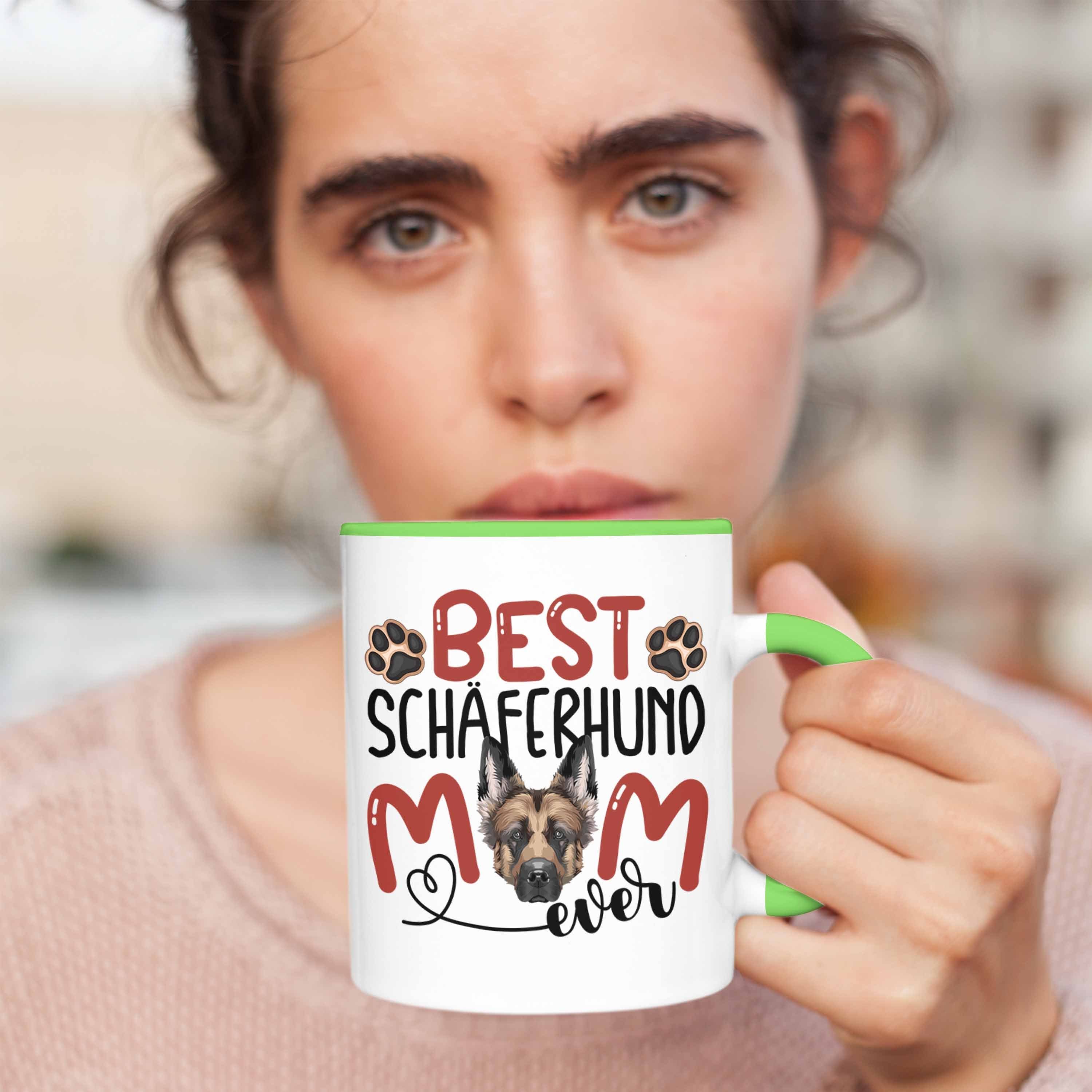 Geschenkidee Tasse Grün Lustiger Mom Schäferhund Geschenk Tasse Trendation Besitzerin Spruch