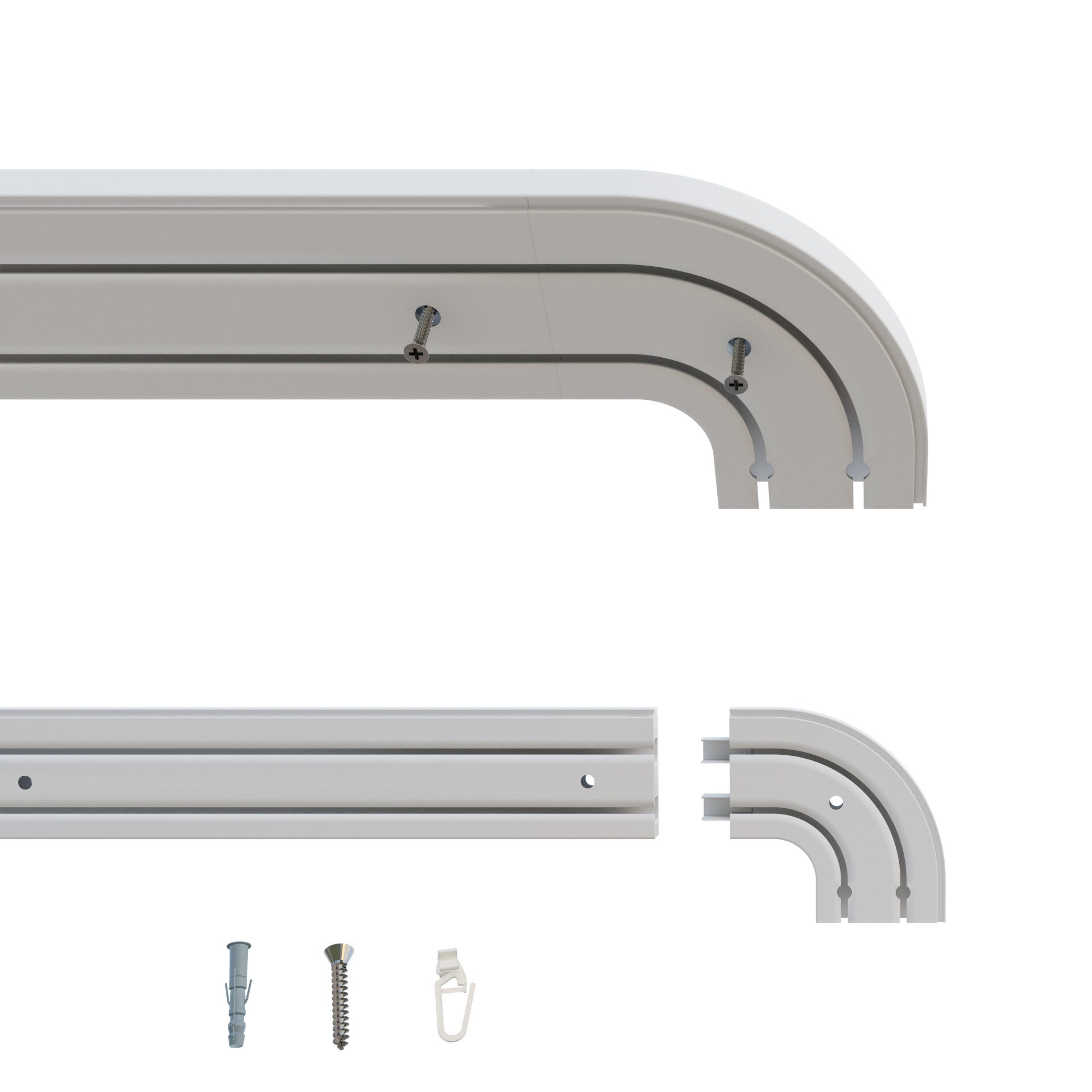 Gardineum Gardinenstange Gardineum 2-lfg. Kunststoffschiene mit Rundbogen + günstig online kaufen