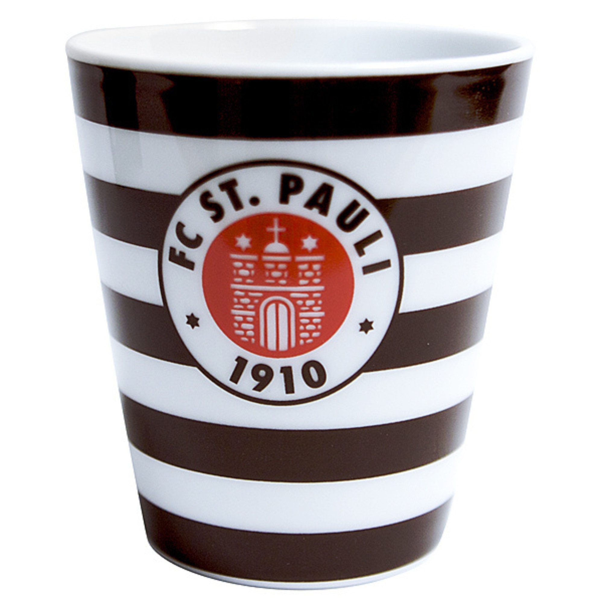 FC St. Pauli Becher FC St. Pauli - Kaffeebecher Logo Streifen - braun-weiß, Keramik