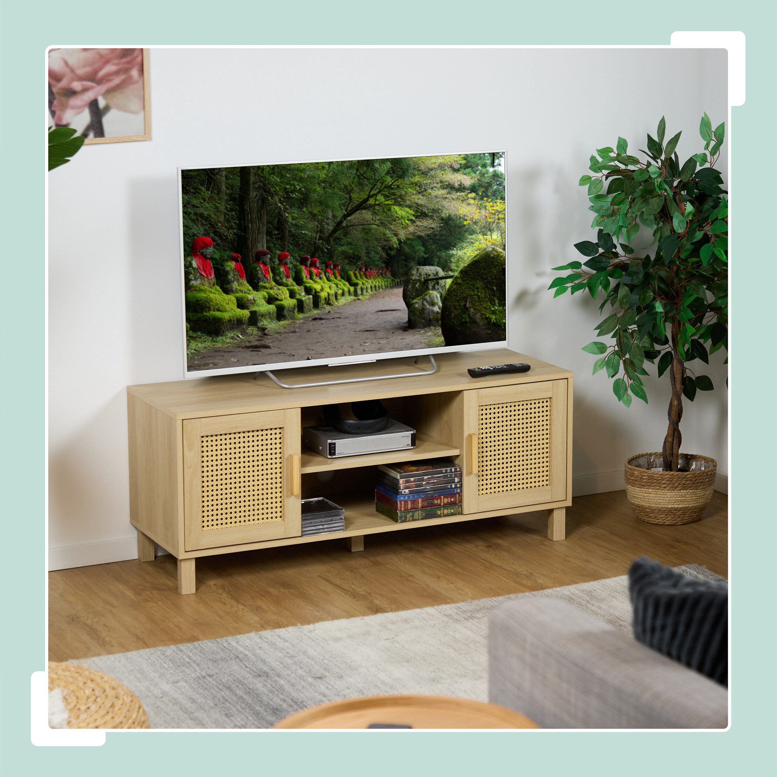 relaxdays TV-Board TV-Lowboard Rattan-Design günstig online kaufen
