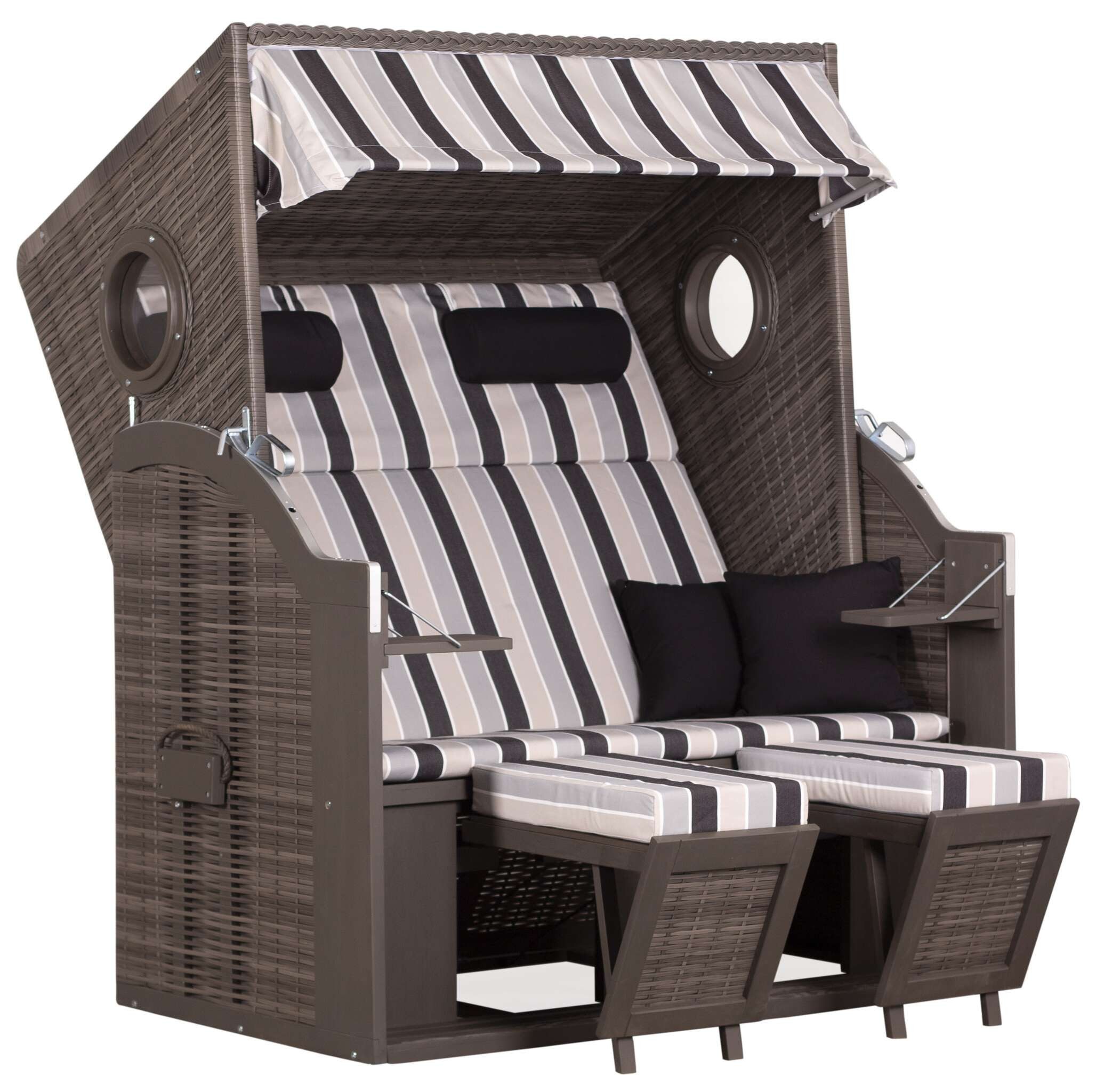 deVries Strandkorb Strandkorb deVries PURE® Wave XL PE grey Des. 435, BxTxH: 140.0x80.0x160.0 cm, Ostsee-Strandkorb, 2-Sitzer, PURE® Wave XL PE grey Des. 435