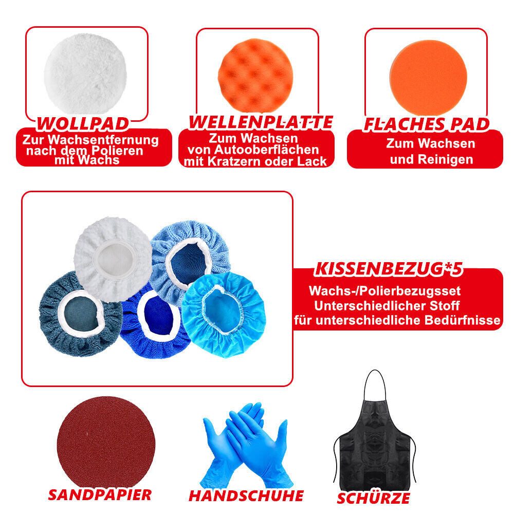 ONEVAN Cordless Polisher 6 Inch Car Polisher Buffer 6 Variable Speed, (with 2 x Batteries, Mini 6 Inch Eccentric Car Polisher Set), with 2 x Batteries, Eccentric Car Polisher Set