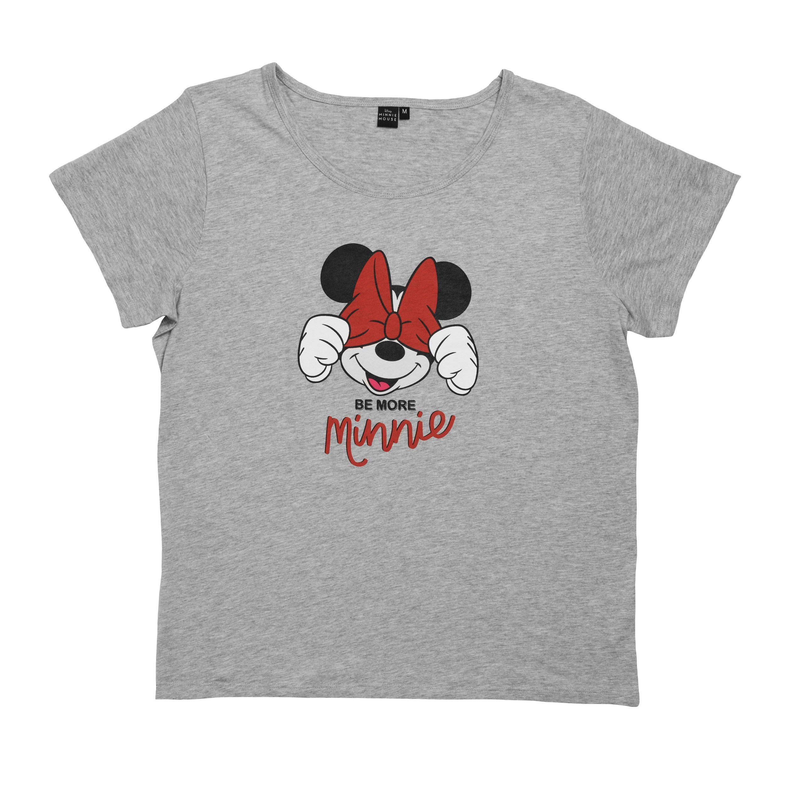 United Labels® T-Shirt Disney Mickey Mouse T-Shirt für Damen - Be more  Minnie Grau