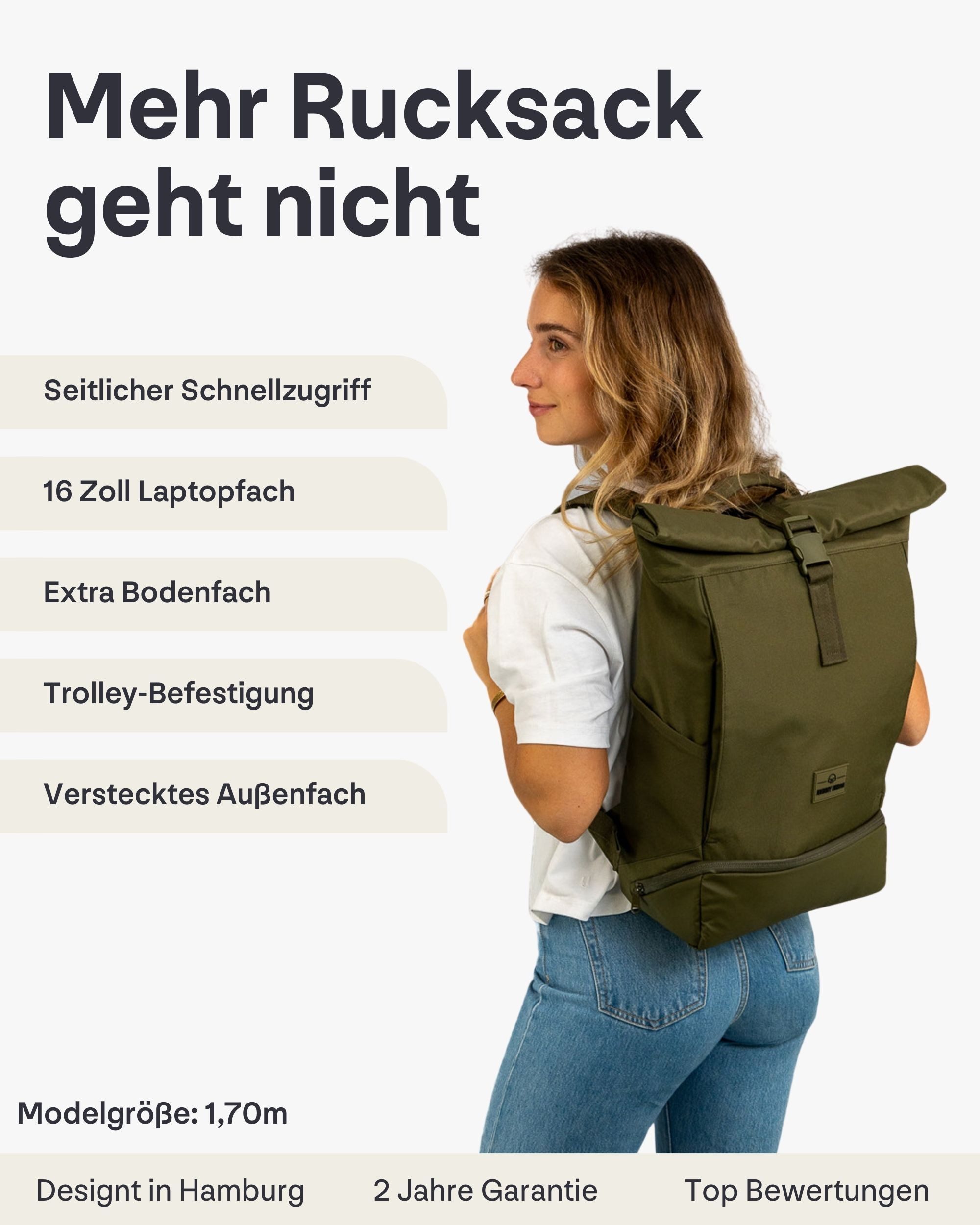 Johnny Urban Cityrucksack Allen Medium, Rolltop günstig online kaufen