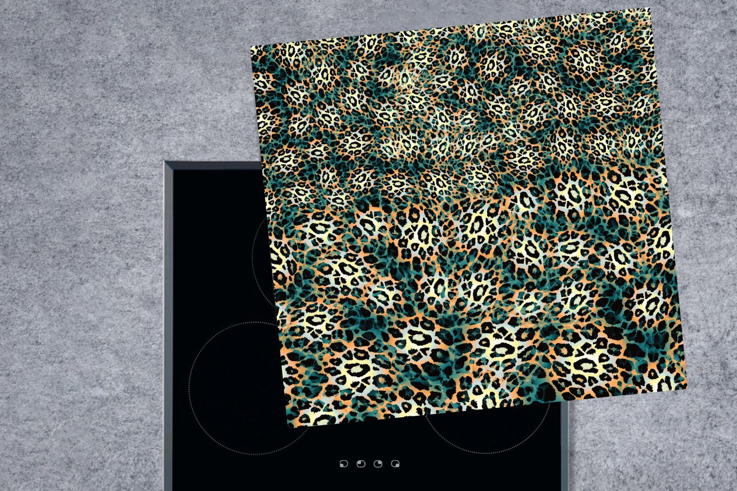 Ceranfeldabdeckung, MuchoWow küche (1 cm, - 78x78 Muster Leopardenmuster Herdblende-/Abdeckplatte für Vinyl, Arbeitsplatte tlg), - Wild,