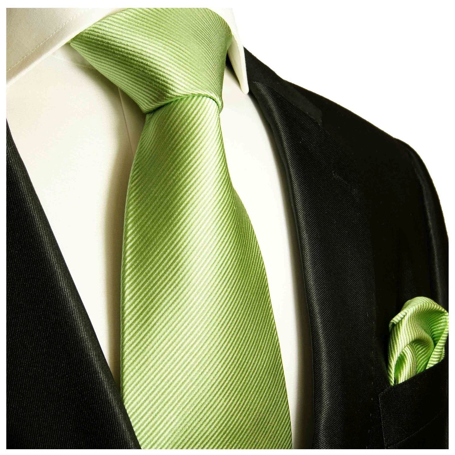 Herren Krawatten Paul Malone Krawatte Herren Seidenkrawatte und Tuch modern uni 100% Seide (Set, 2-St., Krawatte mit Einstecktuc