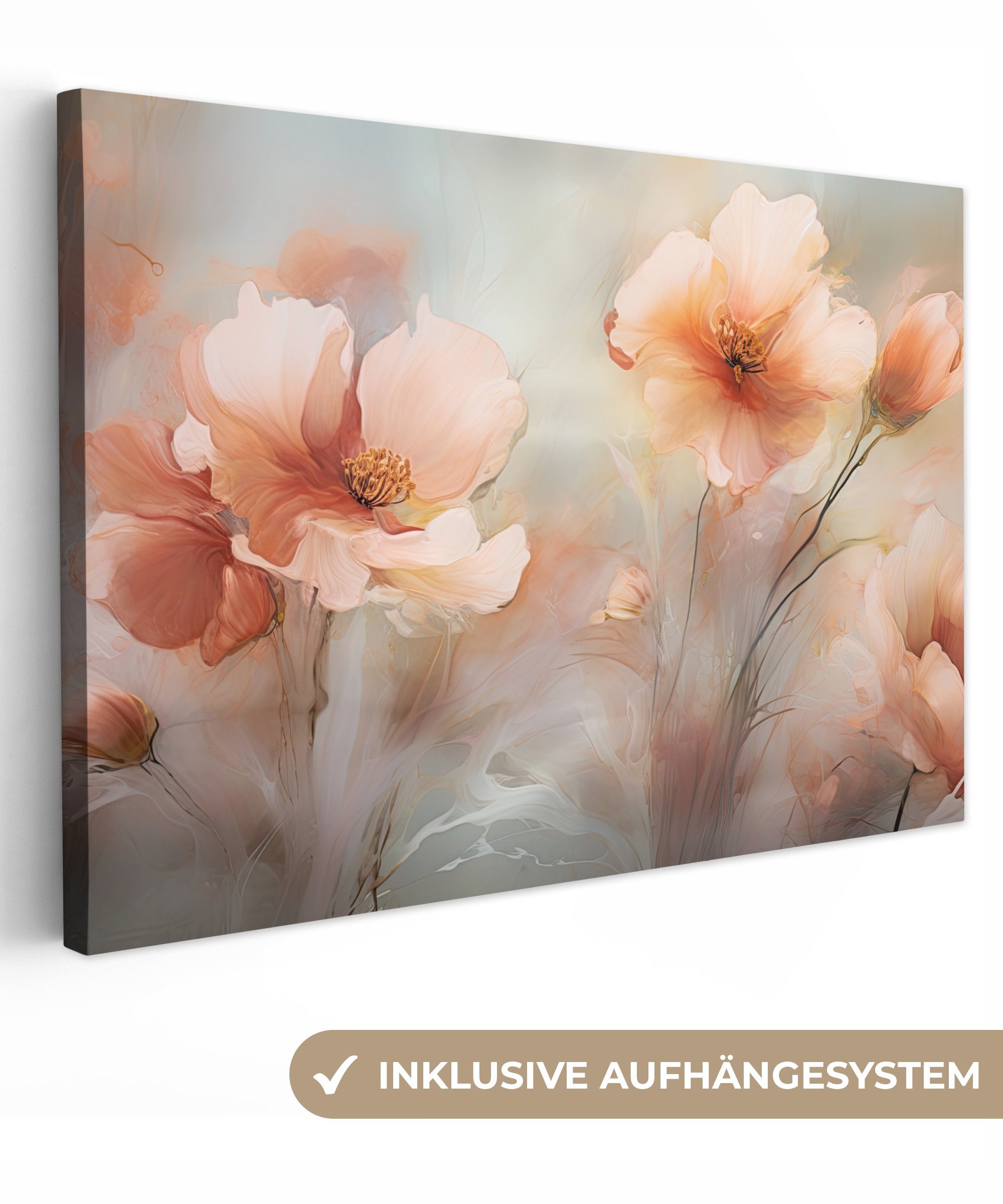 OneMillionCanvasses® Leinwandbild Blumen - Pastell - Kunst - Mohnblumen - A günstig online kaufen