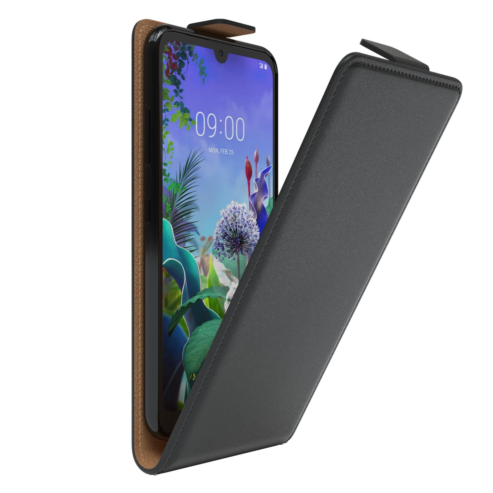 EAZY CASE Handyhülle Flipcase für LG Q60 / LG K50 6,26 Zoll, Tasche Klapphülle Handytasche zum Aufklappen Etui Kunstleder Schwarz