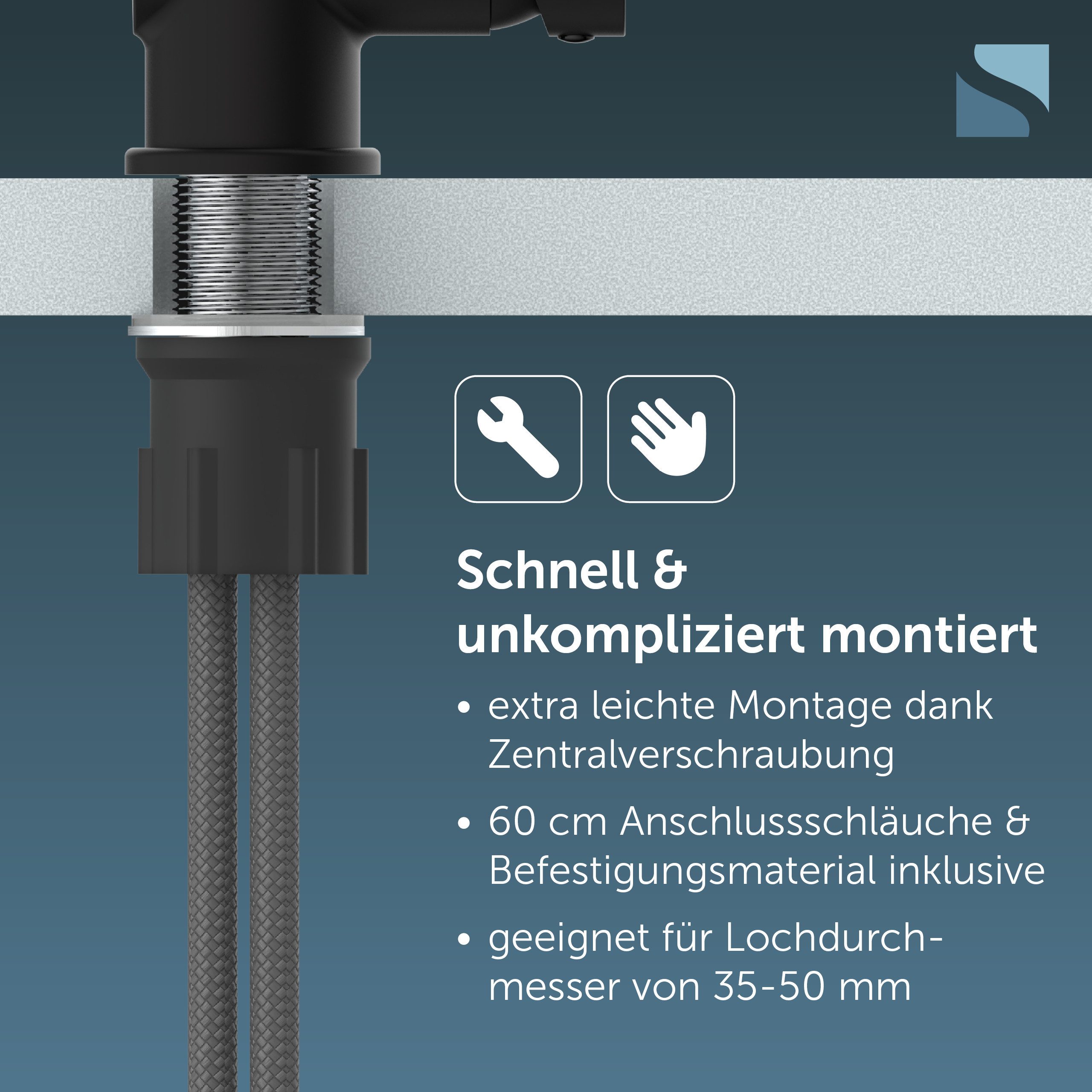 Schütte Spültischarmatur YORK Küchenarmatur, 360° schwenkbar, Marken-Mischdüse
