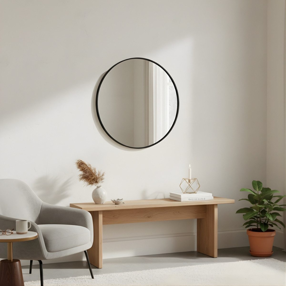 SCENA LIVING Wandspiegel Runder Wandspiegel LØOP, Ø 60 cm, Splitterschutzfolie – Bild 5 von 5