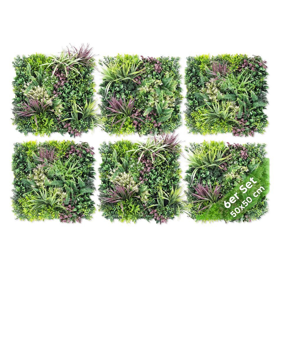 Kunstpflanze Künstliche Pflanzenwand Indoor & Outdoor, Blumenwand, Green Wall Urban Jungle, JELLE & JACOB, Höhe 50 cm, pflegeleicht & langlebig für Wohlfühl-Atmosphäre
