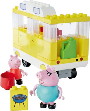 BIG Lernspielzeug Bloxx Peppa Pig Spielset mit Camper, Gartenhaus, Auto, sowie Zubehör (3 in 1 - 3 Peppa Pig Themenboxen in 1 Set), Peppa Pig und Klemmbausteine