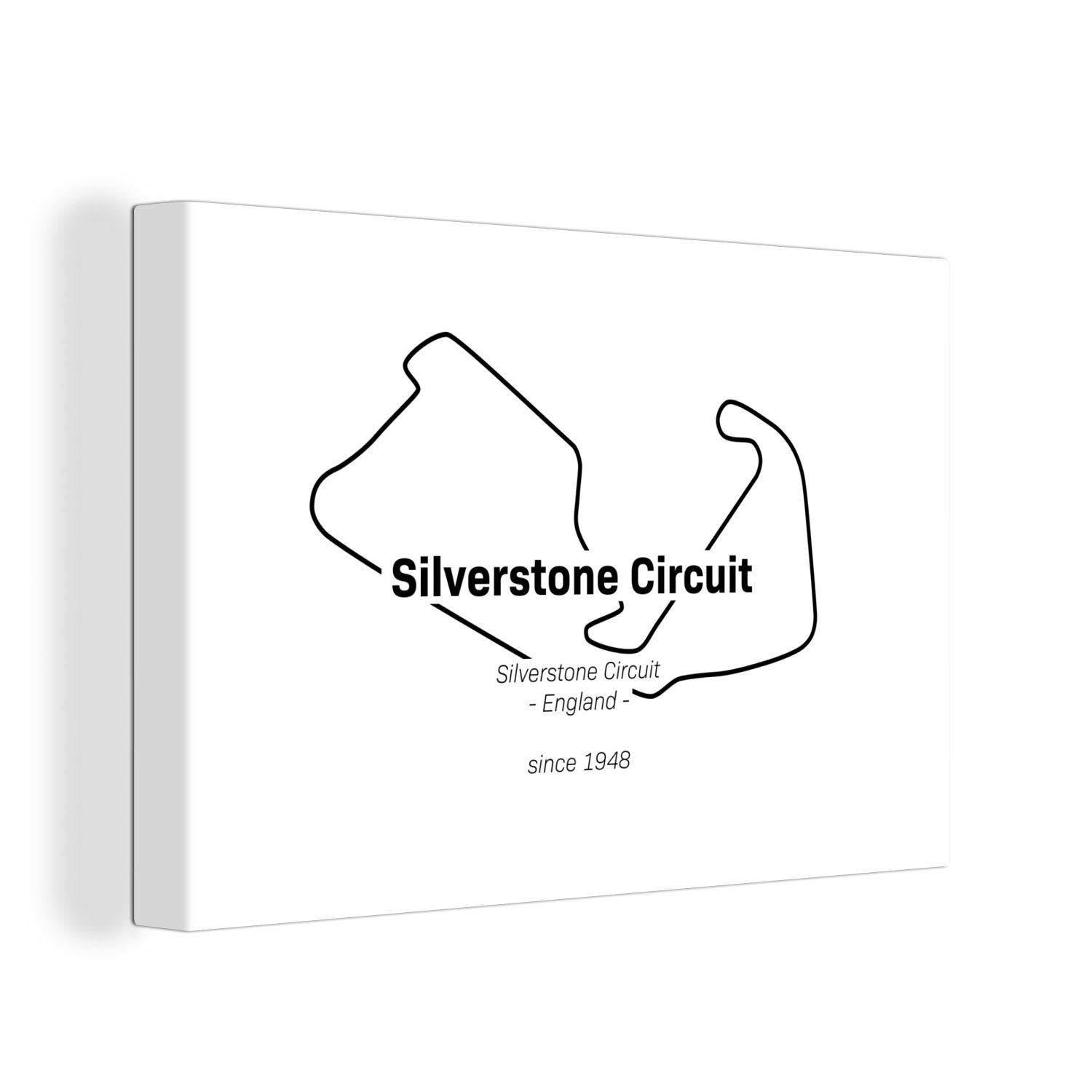 OneMillionCanvasses® Leinwandbild Formel 1 - Silverstone - Rennstrecke, (1 St), Wandbild Leinwandbilder, Aufhängefertig, Wanddeko, 30x20 cm