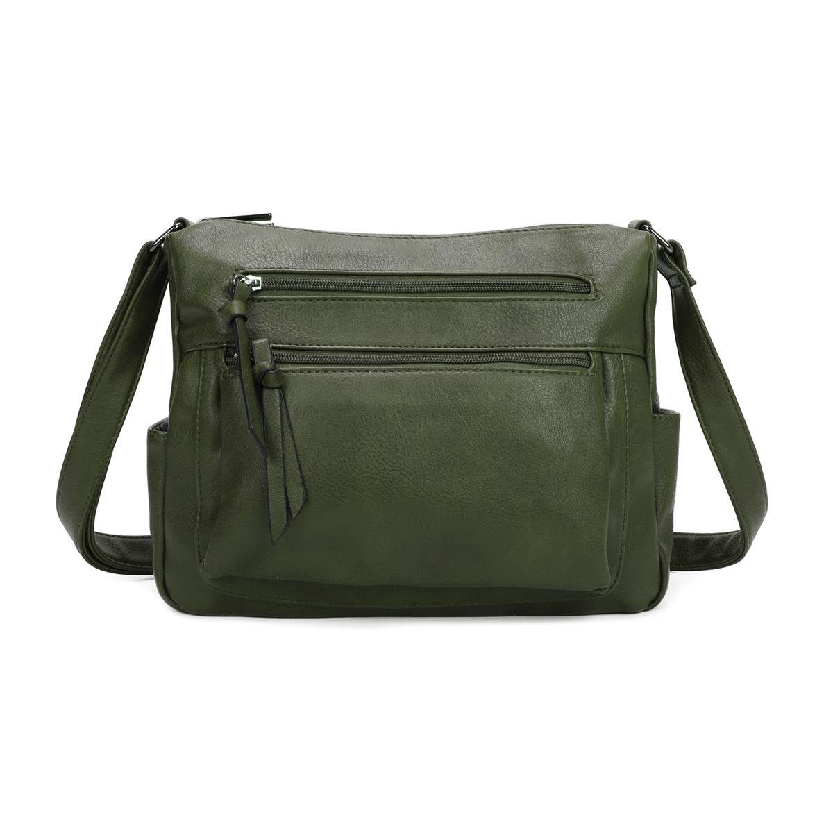 ITALYSHOP24 Schultertasche Damen Tasche Shopper Crossbody, als Handtasche, Umhängetasche, Hobo Bag tragbar