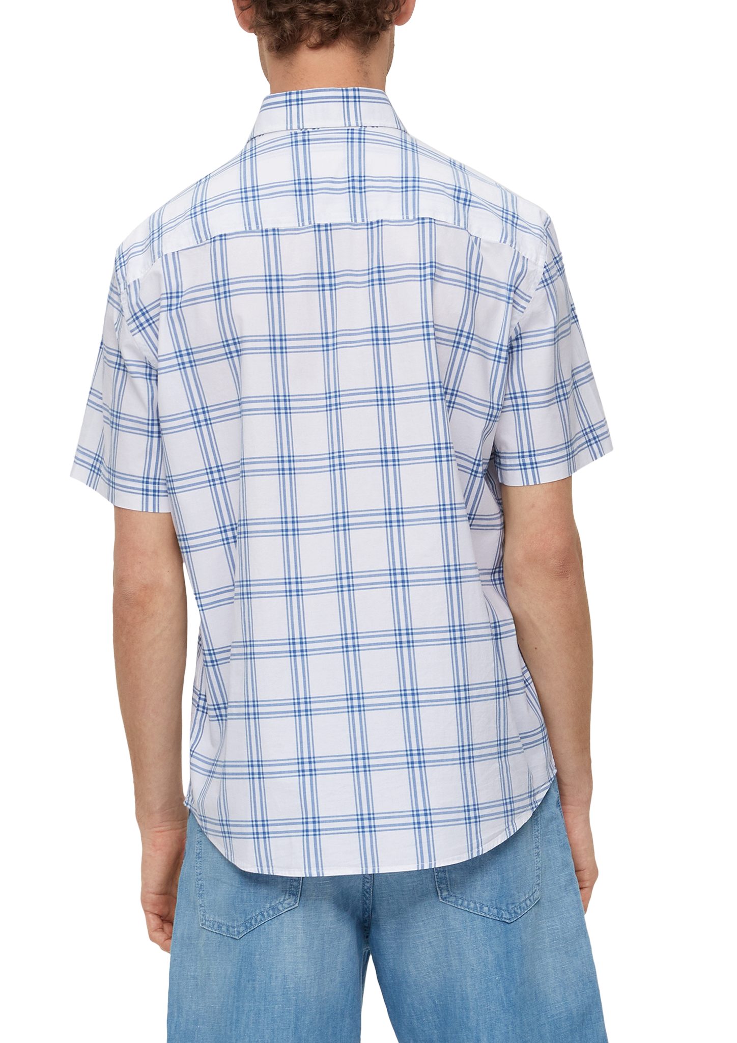 s.Oliver aus Regular: Baumwollstretch Kariertes Kurzarmhemd Hemd hellblau