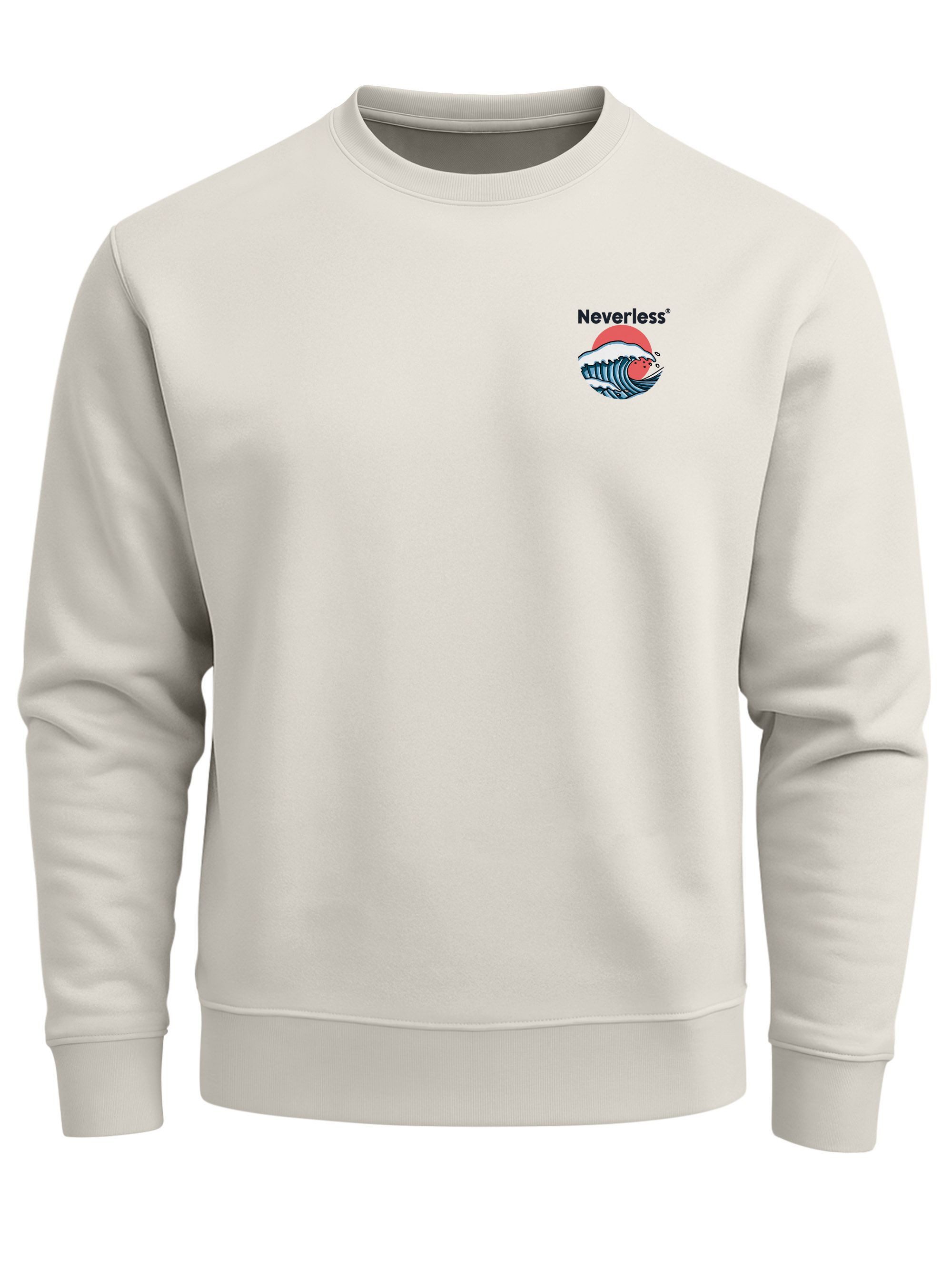 Sweatshirt Sweatshirt Herren Pullover mit Backprint Rising Wave, Japan Design