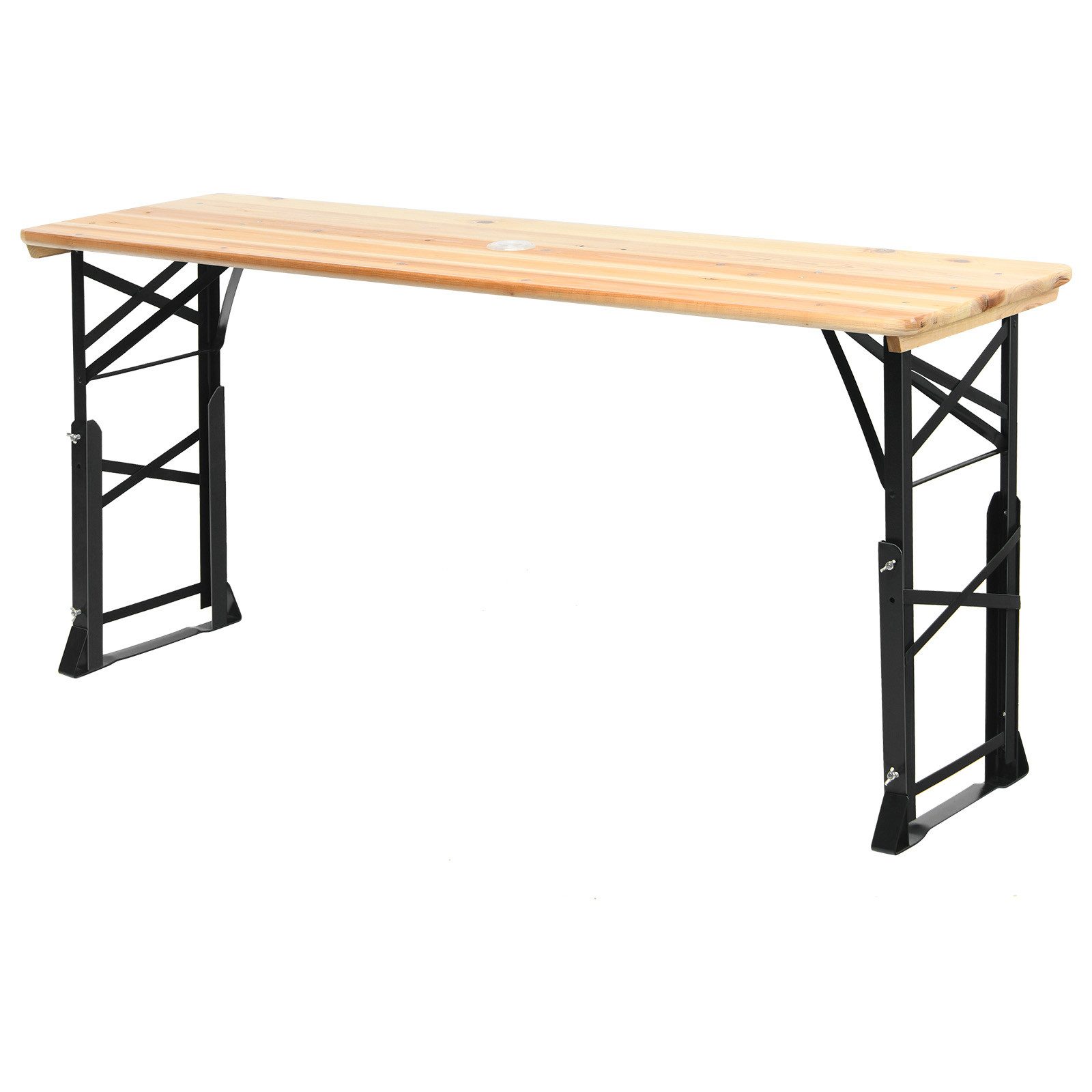 COSTWAY Gartentisch, Biertisch klappbar & höhenverstellbar, Holz & Metall günstig online kaufen