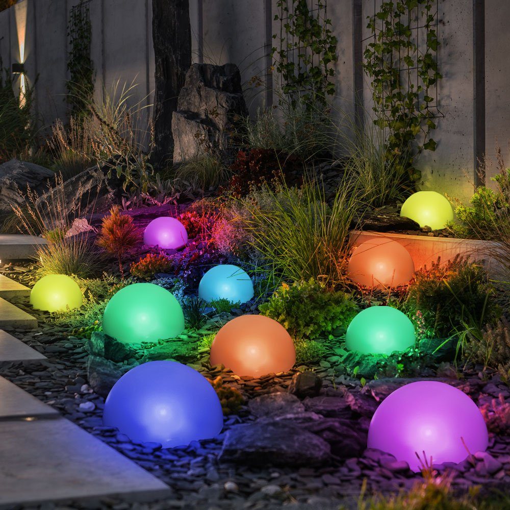 Globo Farbwechsel RGB LED-Leuchtmittel Solarleuchte LED Halbkugel fest verbaut, Solarleuchte, Gartendeko LED 10x Farbwechsel, Außenlampe