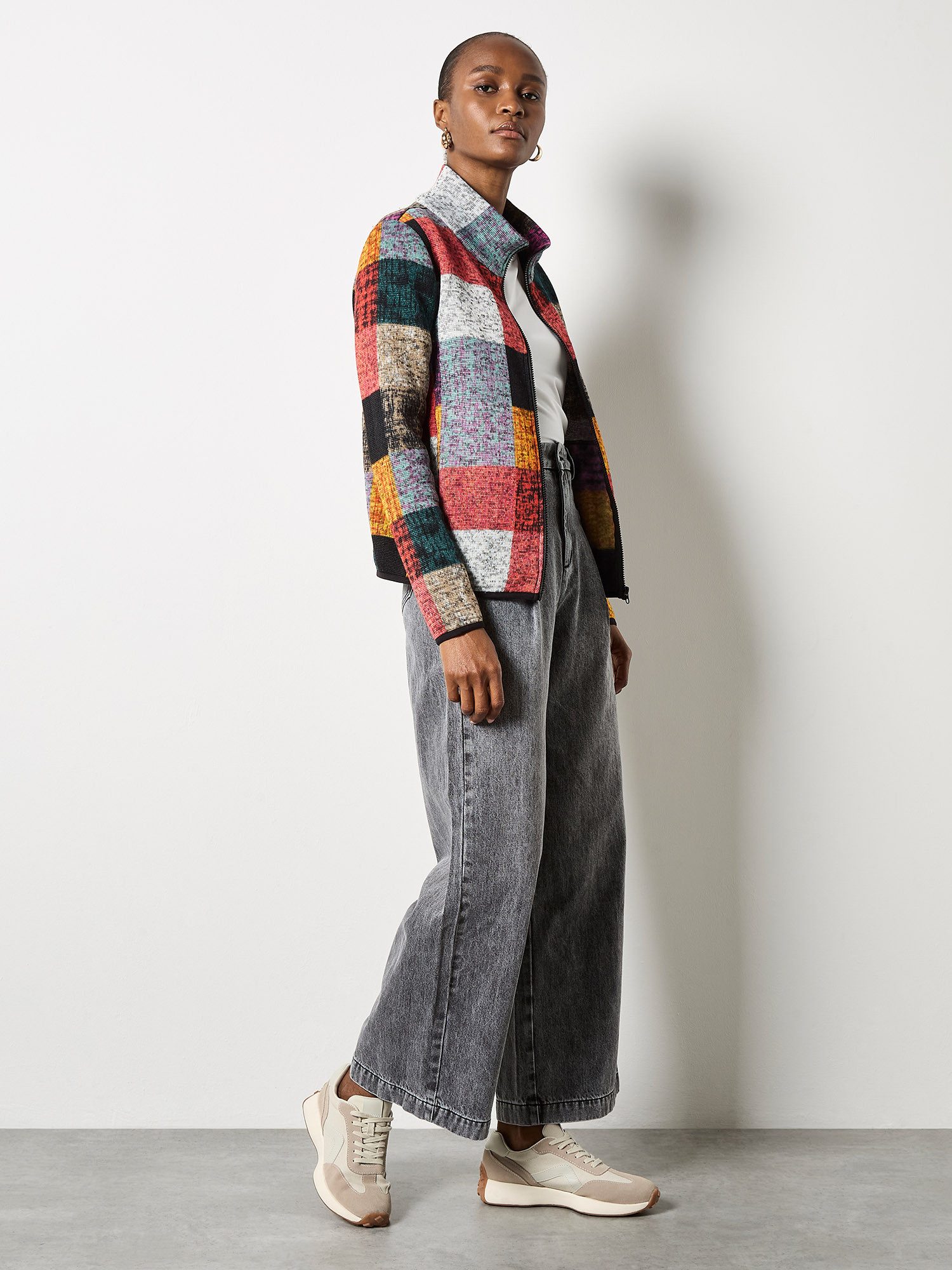 Apricot Fleecejacke Fleecejacke mit Karomuster günstig online kaufen