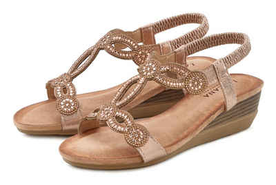 LASCANA Sandalette mit Schmucksteinen und elastischen Riemen