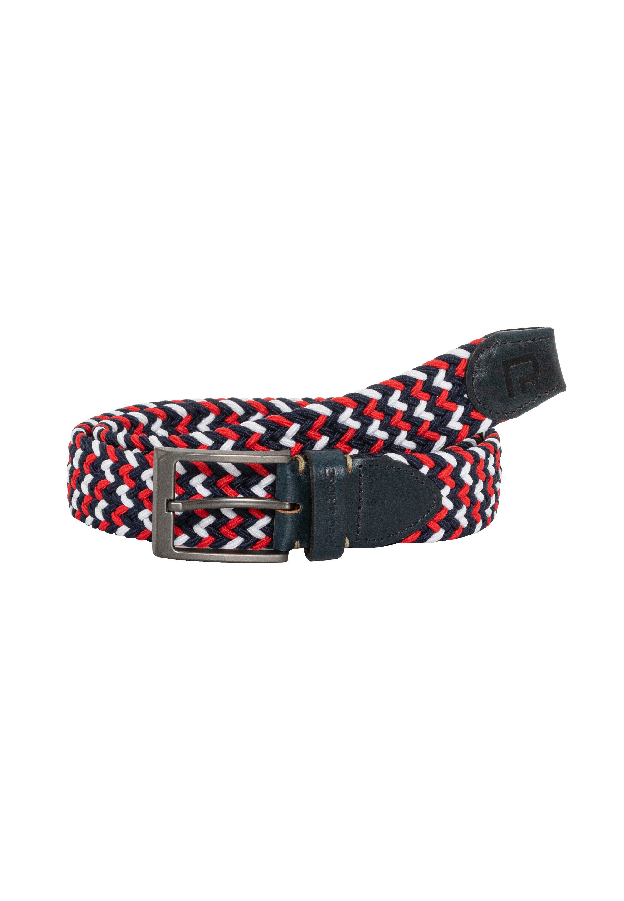 RedBridge Тканевые ремни Red Bridge Herren Ремни Geflochten mit Leder Rot-Navyblau-Weiß 85 Premium Qualität
